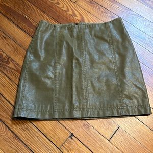 Dark green faux suede mini skirt